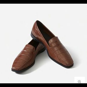Everlane Brown Croc Pattern Leather 90s Loafer